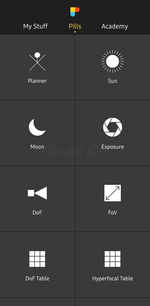 PhotoPills main screen in android