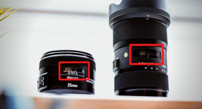 Showing the Distance Scale On camera Lenses