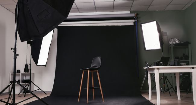Softbox lighting setup in studio