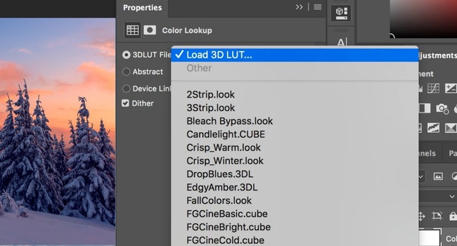 Load 3d lut in photoshop