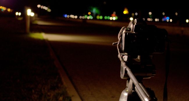 camera shooting streets at night
