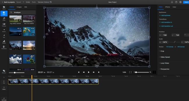 making a timelapse using Flixier